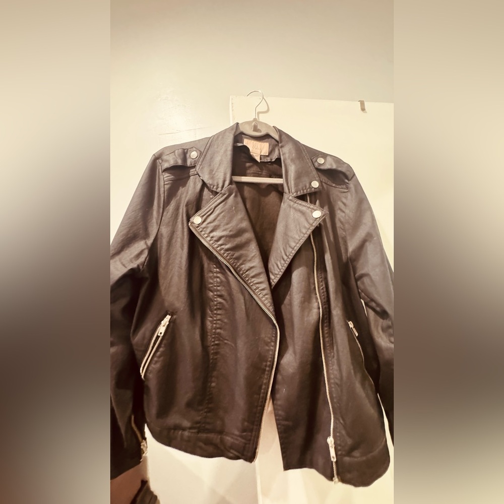 Black Sheen Biker Style Jacket